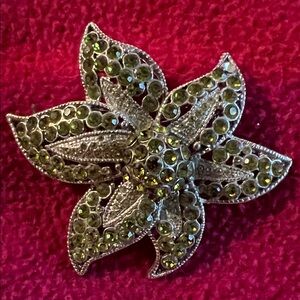 Green Crystal Floral Brooch - Sparkling Olive Stones